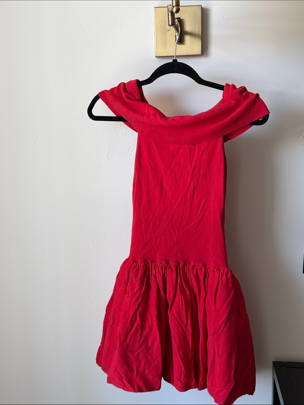 Meshki Girls Bright Red Off-Shoulder Casual Dress
